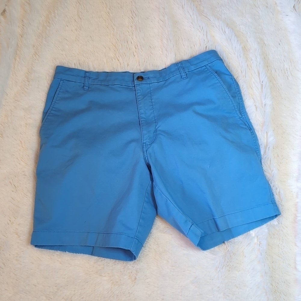 CHAPS Men’s Stretch Casual Chino Blue Flat Front SHORTS